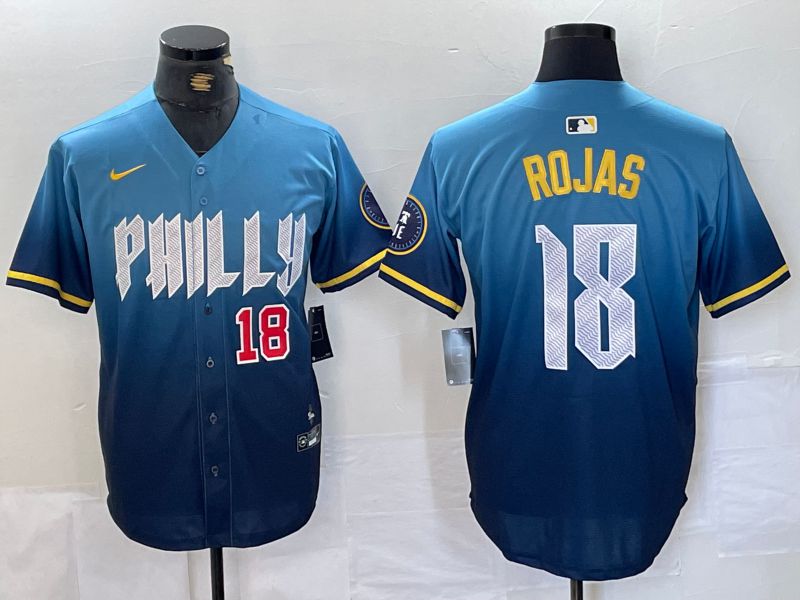 Men Philadelphia Phillies #18 Rojas Blue City Edition Nike 2024 MLB Jersey style 2->philadelphia phillies->MLB Jersey